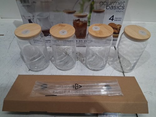 4pk Mikasa Gourmet Basics Glass Tumblers With Lids & Straws - 18oz (MODEL:1882036) image 4
