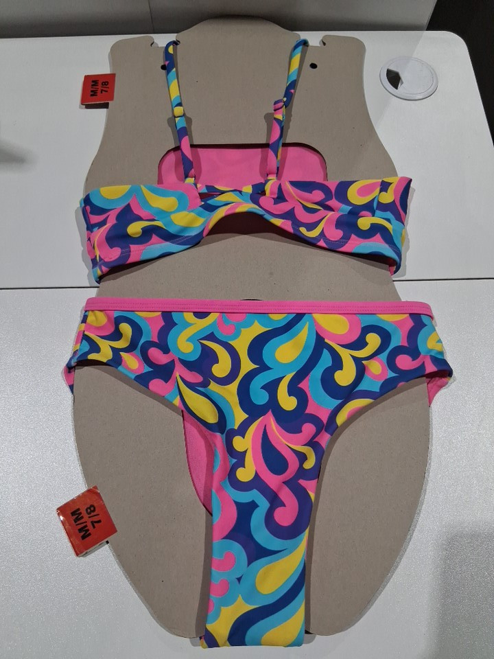 2PC Girl's ROOTS SWIMSUIT WITH ADJUSTABLE STRAPS - MEDIUM (7/8) - ABSTRACT Multicolour (STYLE: 7042828) image 2
