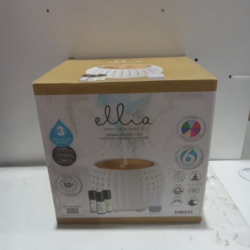 5pc HOMEDICS ellia AROMA SOUNDSPA DIFFUSER WITH 3 ESSENTIAL OILS & remote - boho white (model: 2242798) image 2