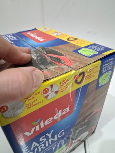 3pc vileda easy wring mop refills and scrub brush - white/red image 3