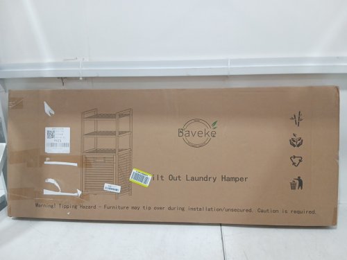 Baveke 2-IN-1 BAMBOO Easy to Install 3-Tier Shelves and Tilt Out Laundry Basket - 47" X 16" X 12" - 3T-Small/NATURAL (MODEL: YSJ-01-3) image 3