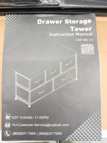 WLIVE 5-DRAWER DRESSER - 39.4" X 11.8" X 26.6" - BLACK (MODEL: CAB-5BC-V2-BK) image 4