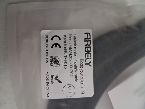 2 FIRBELY Digital Optical Braided Cable - 6FT - Black (Model: FBAM2025031202) image 3