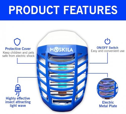 6pk MOSKILA Bug Zapper SET - NO chemicals & easy to clean - kids and pet safe -blue/white image 2