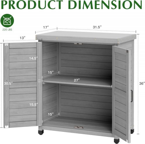 garden potting bench table - 36" x 31.5" x 17" - Grey (Model: 3093) image 2