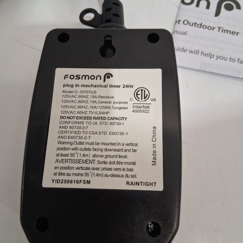 Fosmon WATERPROOF Outdoor Timer Outlet - 24H/15AMP/2HP - BLACK - (MODEL:C-10707US) image 4