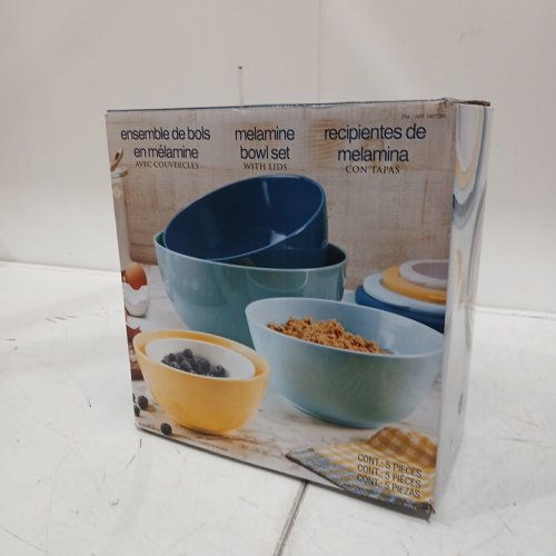 5PC PANDEX MELAMINE BRPA-FREE MIXING BOWL SET WITH LIDS - ASSORTED COLORS (MODEL: 1901780) image 2