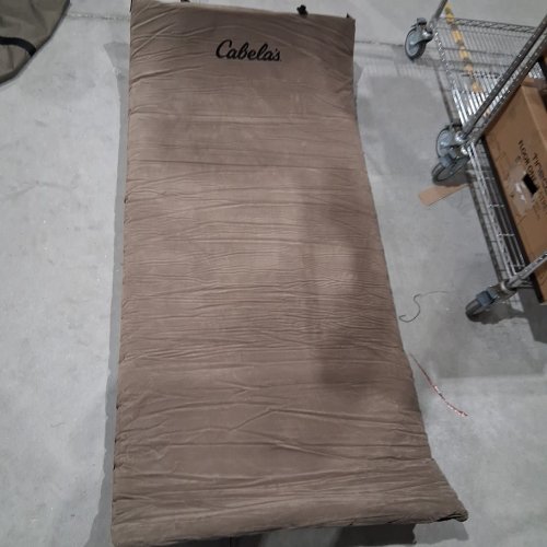 all season self-inflating camp bed sleeping pad - 80" x 34" x 3" - light brown/black image 2