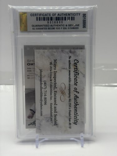JDCC GRADED GEM MINT 10 CARD 2023 LEAF ACHIEVEMENT LIONEL MESSI AND SHOHEI OHTANI EXCLUSIVE LEGENDS EDITION #ELE-06 image 2