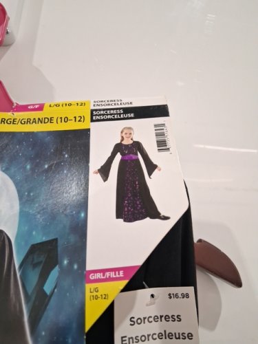 GIRL'S SORCERESS COSTUME DRESS - LARGE - BLACK PURPLE image 3