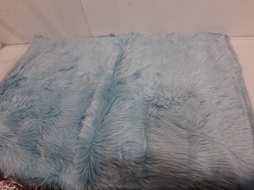 SILHOUETTE HOME DECO RECTANGULAR  WASHABLE FAUX FUR FLUFFY AREA RUG CARPET - 6FT X 4FT - BABY BLUE image 2