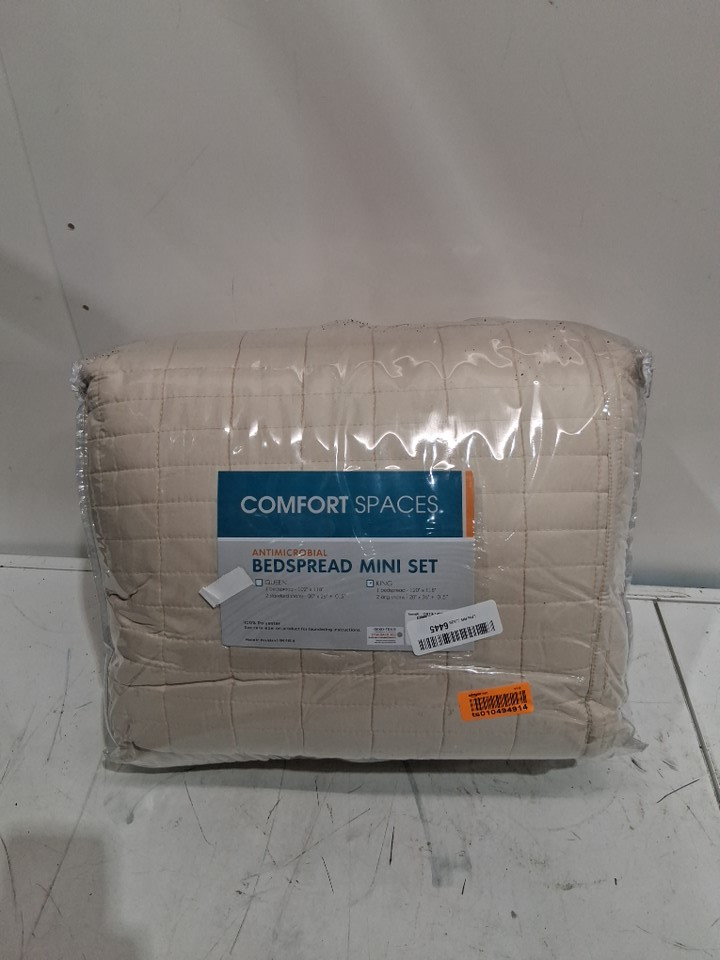 3PC COMFORT SPACES KIENNA DOUBLE SIDED QUILT & SHAMS SET - KING - IVORY (MODEL: CS13-1498)) image 2