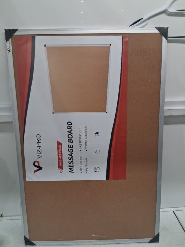 VIZ-PRO Cork Bulletin Board with Silver Aluminium Frame - 36" X 24" - Beige/Silver - (Model: NB3624C) image 2