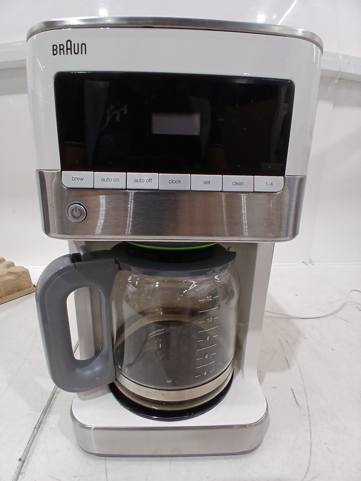 BRAUN 12-CUP BREWSENSE DRIP COFFEE MAKER - WHITE/SILVER (MODEL: KF6050) image 4