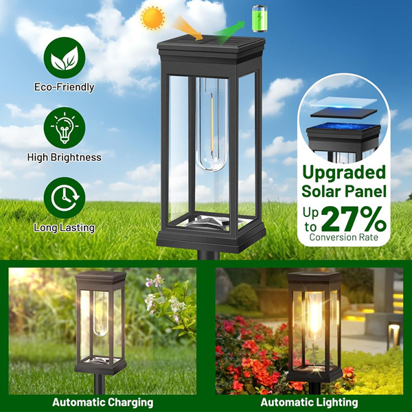 8PK BesLowe WATERPROOF SOLAR PATHWAY LAWN LIGHTS - BLACK image 2