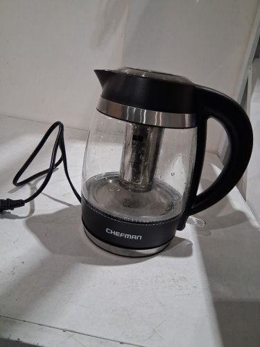 CHEFMAN EASY STEEP CORDLESS ELECTRIC GLASS KETTLE WITH TEA INFUSER - 1.8L capacity - STAINLESS STEEL - (MODEL: RJ11-18-ti-ca) image 2