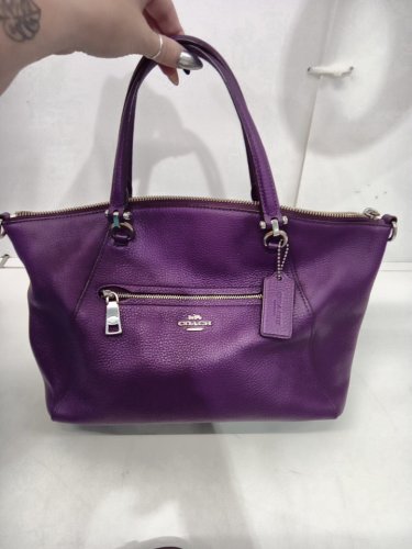 WOMENS COACH prairie pebbled leather satchel handbag - purple image 4