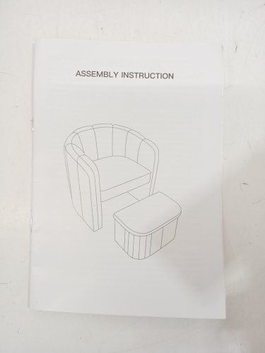 2PC Upholstered Boucle Barrel Accent Chair with Slide Under Ottoman - White (Model: LC1-10004-US-111-C042-1) image 6