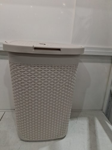 Mind Reader Slim Laundry Hamper with lid - 60L - ivory (model: ‎60hamp-ivo) image 2