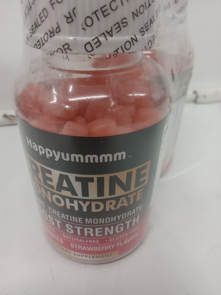 2 (90 Gummies) Happyummmm Creatine Monohydrate Strength Boosting Gummies (180 Gummies Total) - 5000mg - strawberry image 5