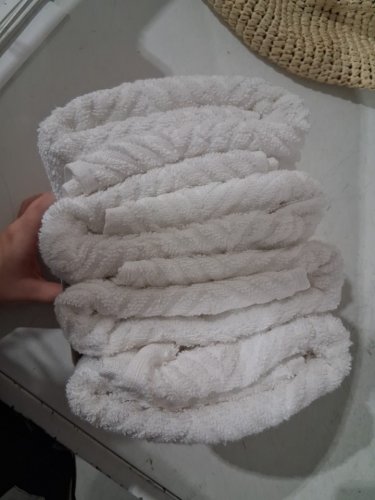 4pk caro home 100% cotton hand towels - 18" x 30" - white herringbone (model: 1945886) image 2