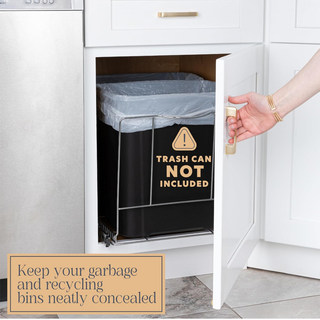 HOLDN’ STORAGE Pull Out Trash Can Under Cabinet -18" GAL - black (model:  hs-2211521dw) image 2