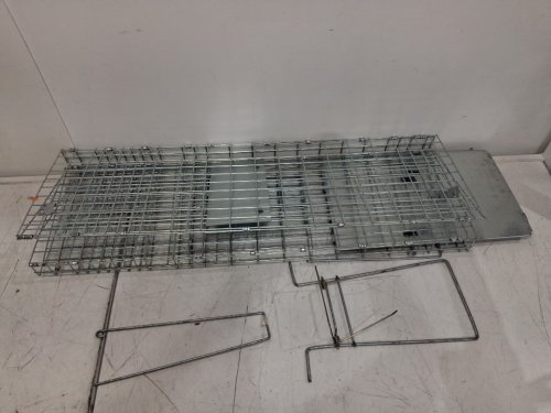 HUMANE ANIMAL TRAP - GALVANIZED IRON - 30" X 10" X 12" - SILVER (MODEL: LB-28A) image 3