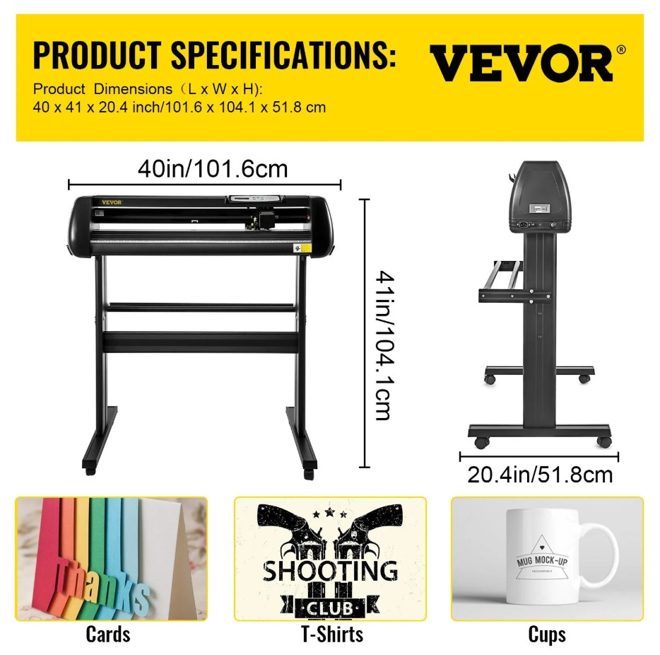Vevor vinyl cutter/plotter with adjustable speed + floor stand and accessories - Max cutting width 30.7" thickness 0.04"(1mm) - 34" (model: sk-870l) image 2