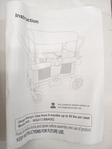 Foldable Stroller Wagon with Removable Canopy - 2 Child - 110lbs cap - Grey/Black (Model: wg417) image 8