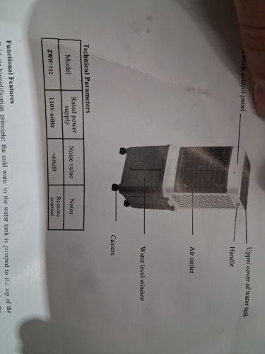 Portable Air Cooler with Water Tank Evaporative Cooling - 8l - white/grey (model: zwn-112) image 5