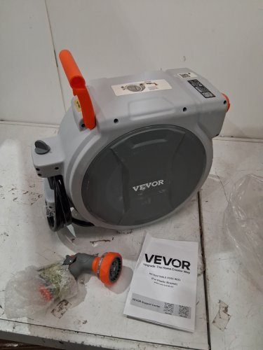 HEAVY DUTY RETRACTABLE GARDEN HOSE REEL WITH 9 PATTERN NOZZLE - 1/2" X 84FT - GREY/ORANGE (MODEL: NW-S25) image 2