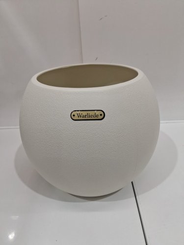 WARLIEDE Lightweight Durable Modern Plastic Sphere Planter with Drainage Hole & Rubber Plug - 5.3GAL - WHITE image 3