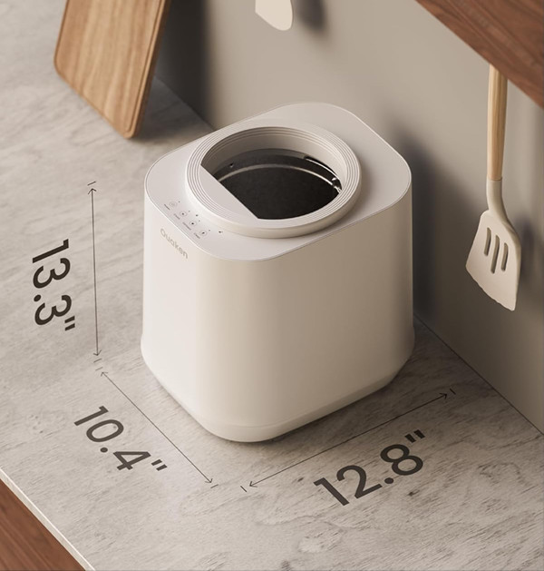 OUAKEN Electric Smart Countertop Compost Bin - 4L - WHITE (MODEL: JF6001A) image 3