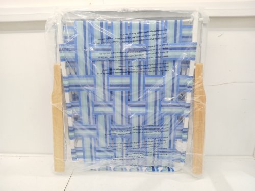 Folding Lawn Chair Beach Lounger - Blue/White image 4