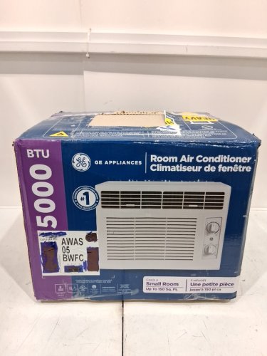 GE APPLIANCES ELECTRONIC WINDOW AIR CONDITIONER - 5,000 BTU - 150SQ.FT - WHITE (MODEL: AWAS05BWFC) image 2