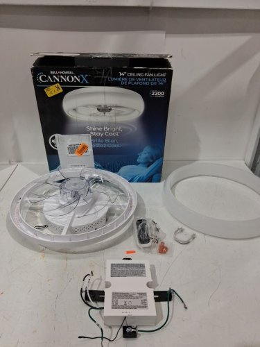 Bell + Howell CannonX Ceiling Fan with Light - 2200Lum/14" - White - (model: 6381) image 2