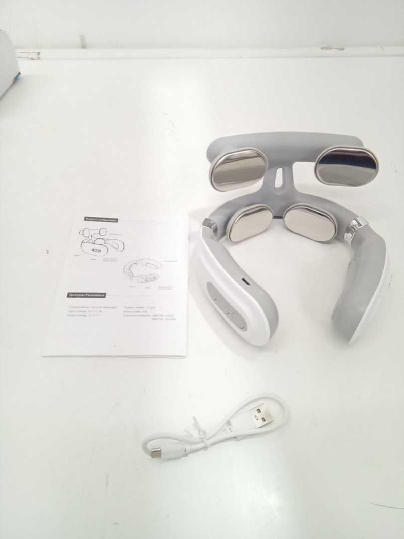 Portable Cervical Neck Massager - White/Grey (Model: JT-008) image 3