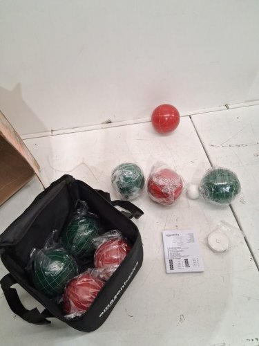 10pc Amazon Basics Bocce Ball Set with Soft Carry Case - 3.94" -RED/GREEN image 4
