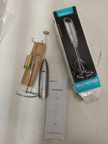 simpletaste milk frother battery operated with stainless steel whisk and stand - grey - (model: lt-139) image 2