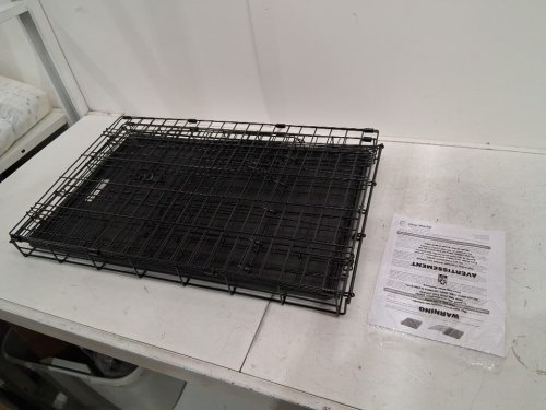 New world double-door folding dog crate with leak proof pan for medium breeds - 30" x 21" x 19" - black (model:b30dd) image 2
