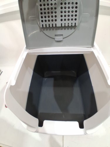 CATIT AIRSIFT CLEAN REGULAR HOODED LITTER BOX - 22.4" x 18.3" x  16.5" - GREY / WHITE (MODEL: 50702) image 7