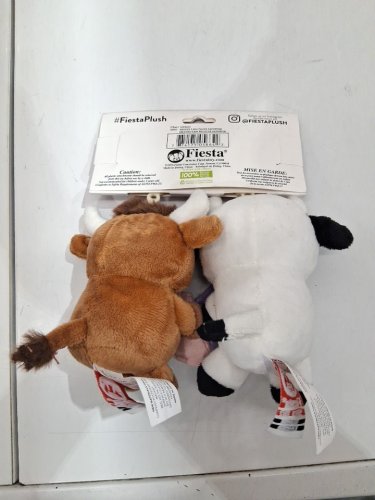 2pc fiesta toy besties magnet heart cow keychains - 5.5" - black/white/brown image 3