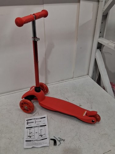 KIDS RUGGED RACERS 3-WHEEL WITH LED LIGHTS SCOOTER - 99LBS CAP - RED/PINK (MODEL: BH19898) image 3