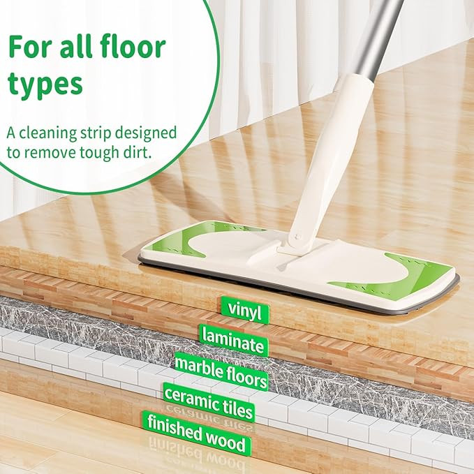 JoyCruise sweeper 2-in-1 dry/wet floor cleaning mop kit with 40 dry cloths & 6 wet cloths - retractable handle: 31" - 51" - green/white image 3