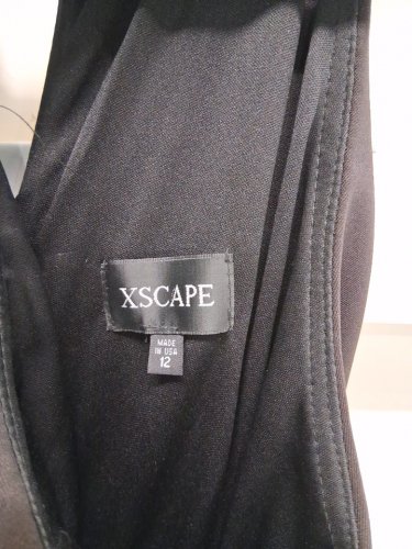 women's xscape floor length scuba cross neck ruffle dress - size 12 - black (style : 6993xa) image 8
