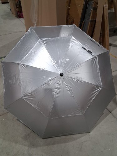 ninemax large UV protection golf umbrella - 68" x 43" - UPF 50 - silver/blue image 3