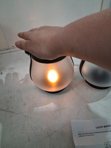 2PK waterproof Outdoor Flickering Flame Lantern with USB-C AND Solar Charging  - black image 4