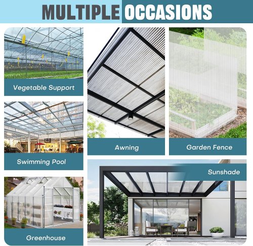 6pc teabelle weatherproof polycarbonate greenhouse panel sheet kit, includes connectors & tape - 4ft x 2ft, 6mm thick - clear - (model: 471141) image 3