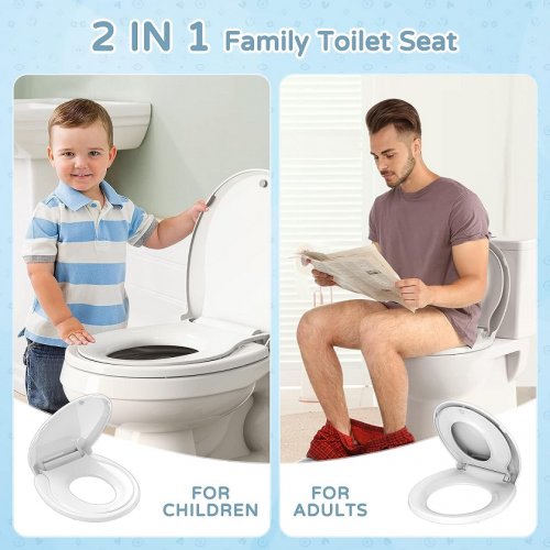 1M FAMILY TOILET SEAT WITH BUILT IN TODDLER SEAT - SLOW CLOSE - (ROUND WITH TODDLER SEAT BUILT IN) image 2