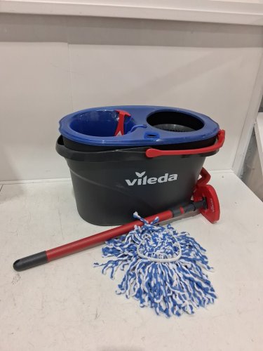 VILEDA EASYWRING RINSECLEAN SPIN MOP & BUCKET SYSTEM WITH REUSABLE MICROFIBER MOPHEAD & EXTENDABLE HANDLE - BLUE/GREY (MODEL: 168467) image 3